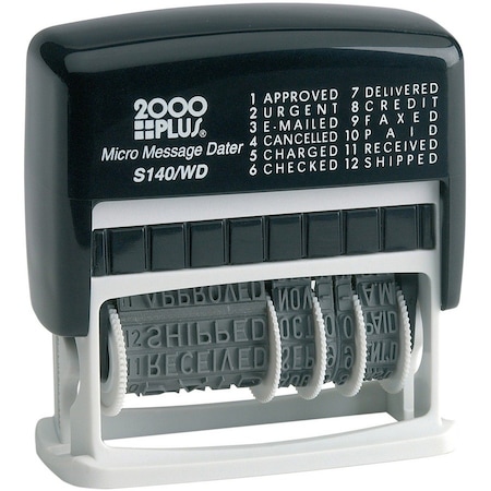 Cosco Micro Message Dater, 12-Message, 6-Yr, 5/32"x1-11/16", BK/SR COS011090